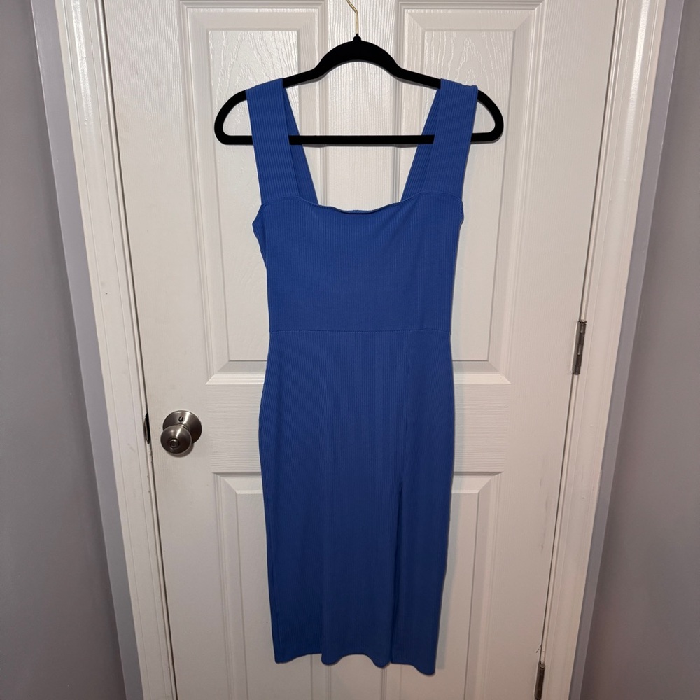Reformation Royal Blue Square-Neck Midi Dress